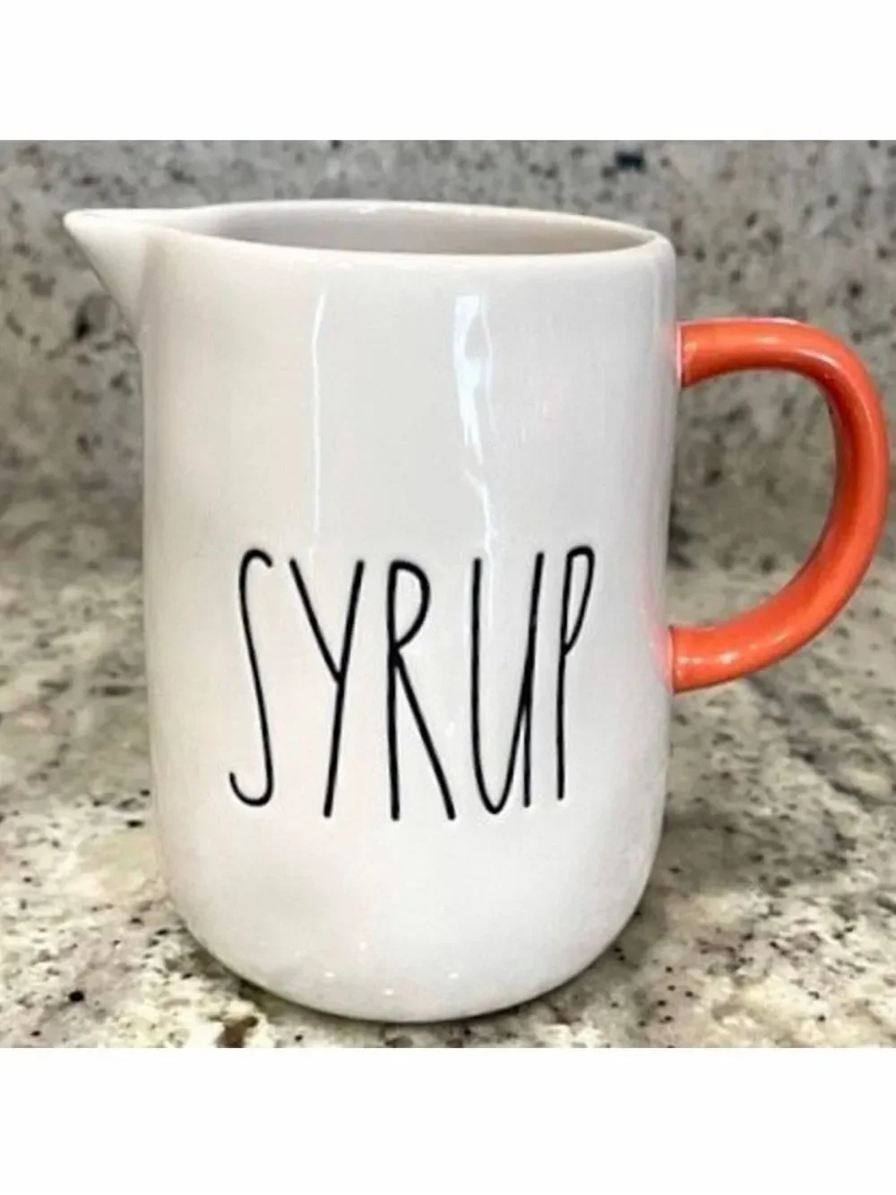 NWT Gorgeous Rae Dunn White & Orange SYRUP Ceramic Pitcher